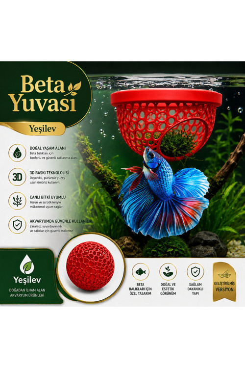 Beta Balığı Betta Dinlenme Alanı & Üretim Yuvası (Kırmızı Renk)