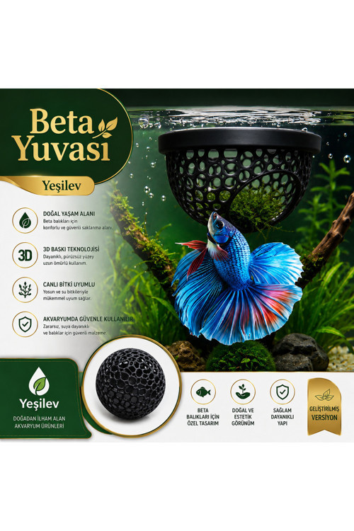 Beta Balığı Betta Dinlenme Alanı & Üretim Yuvası (Siyah Renk)