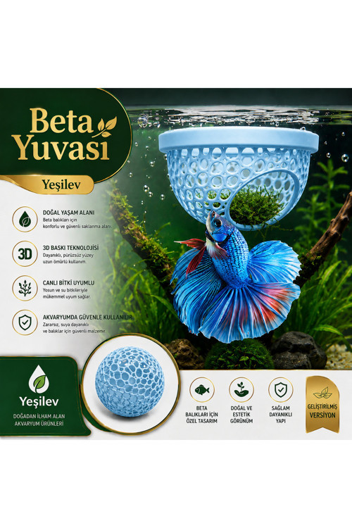 Beta Balığı Betta Dinlenme Alanı & Üretim Yuvası (Bebe Mavisi Renk)