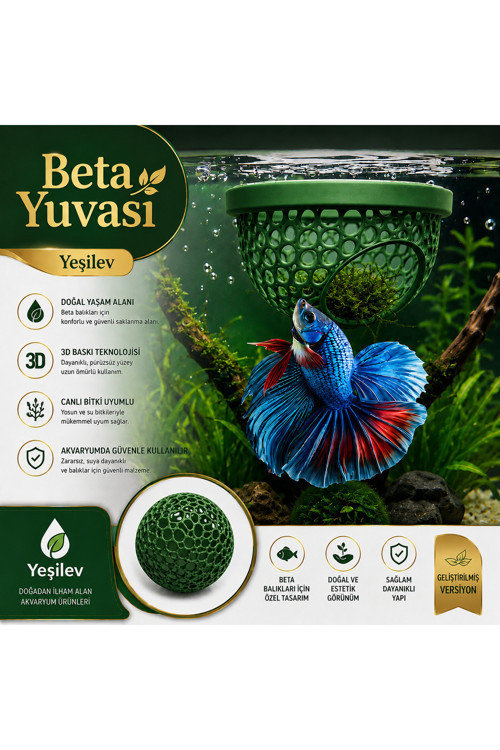 Beta Balığı Betta Dinlenme Alanı & Üretim Yuvası (Yeşil Renk)