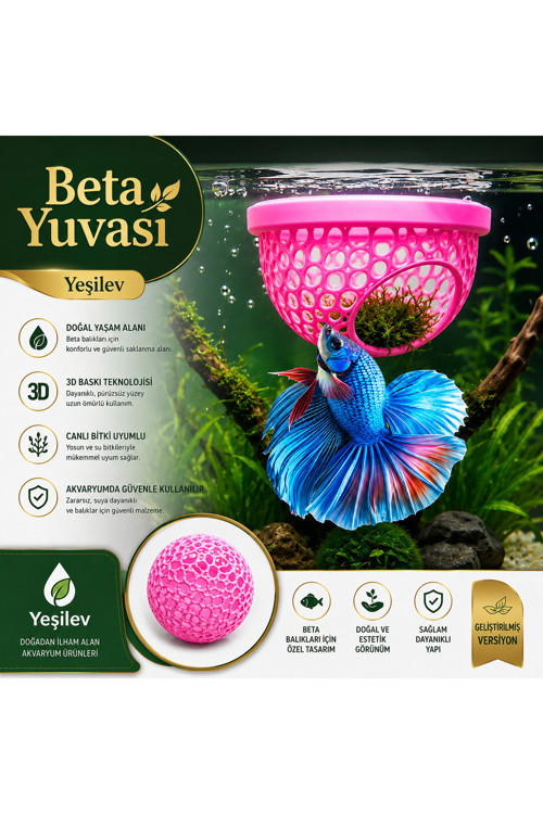 Beta Balığı Betta Dinlenme Alanı & Üretim Yuvası (Pembe Renk)