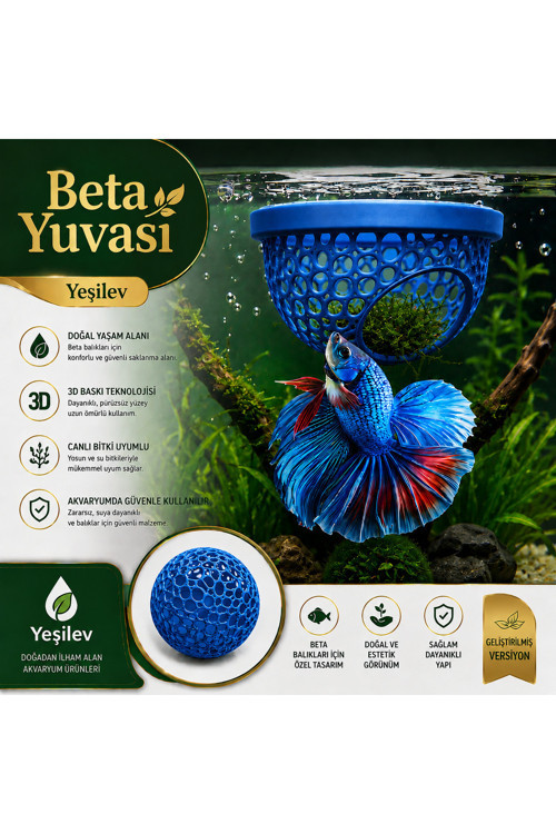Beta Balığı Betta Dinlenme Alanı & Üretim Yuvası (Mavi Renk)