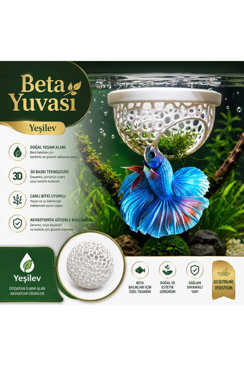 Beta Balığı Betta Dinlenme Alanı & Üretim Yuvası (Beyaz Renk)