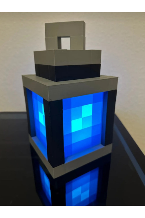 minecraft temalı Mavi gece lambası (Pilli)