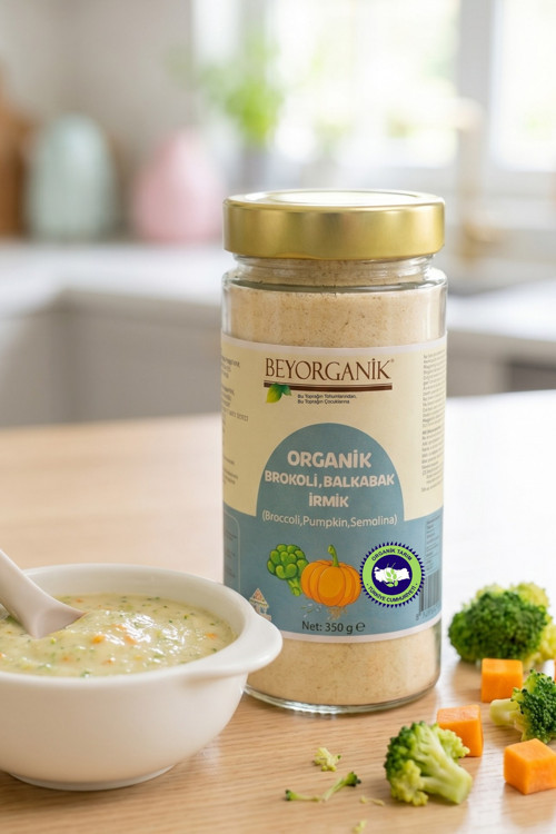 Organik Brokoli Balkabak İrmik 350gr +6ay (PESTİSİT VE AFLATOKSİN ANALİZLİ)