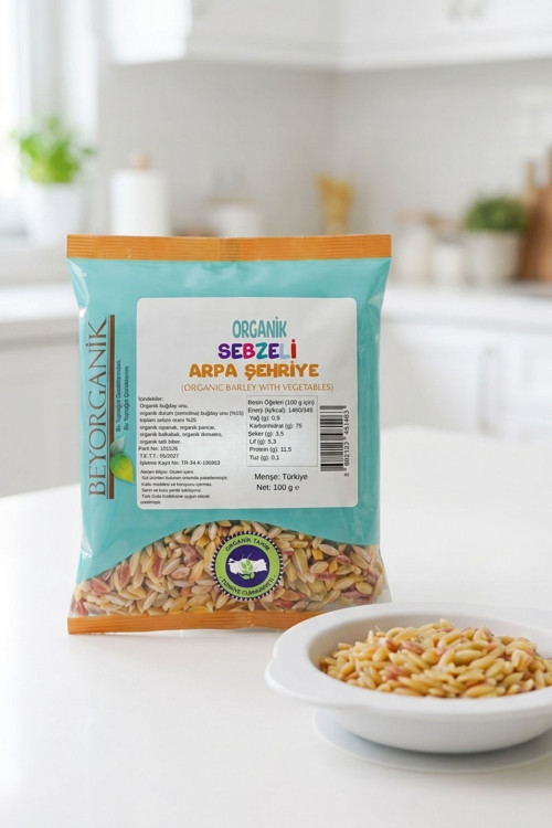 Organik Sebzeli Arpa Şehriye % 25 100gr (PESTİSİT VE AFLATOKSİN ANALİZLİ)