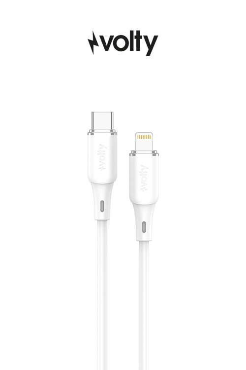 Type-C to Lightning iPhone Şarj Kablosu | 30W PD Hızlı Şarj, 480Mbps, 1.2m (Beyaz-V0207002)
