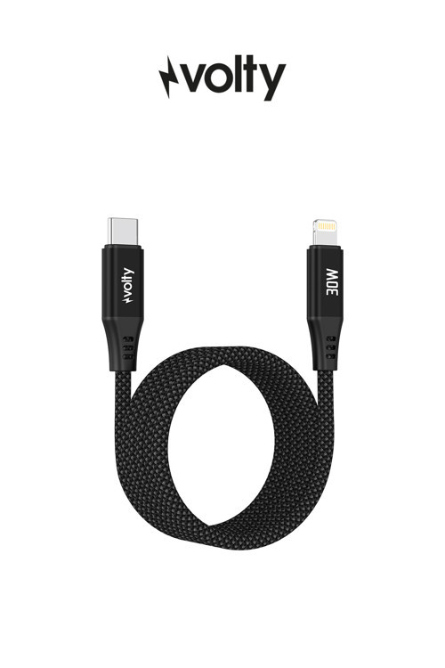 Type-C to Lightning iPhone Şarj Kablosu | 30W PD Hızlı Şarj, 480Mbps, 1.2m, Manyetik Örgü (V0207004)