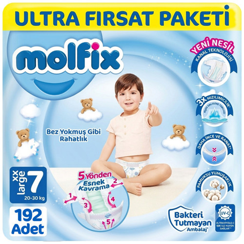 7 Beden Bebek Bezi Ultra Fırsat Paketi 48x4 192 Adet