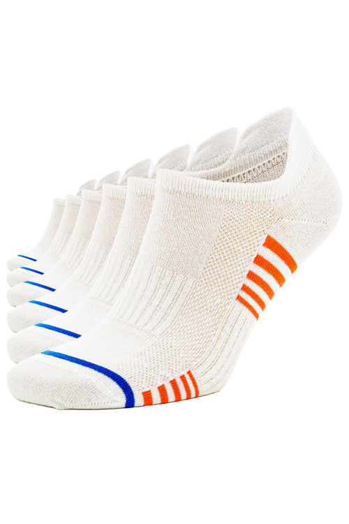 6 Çift Çizgili Sneaker Beyaz Kadın Erkek Pamuklu Spor Çorap