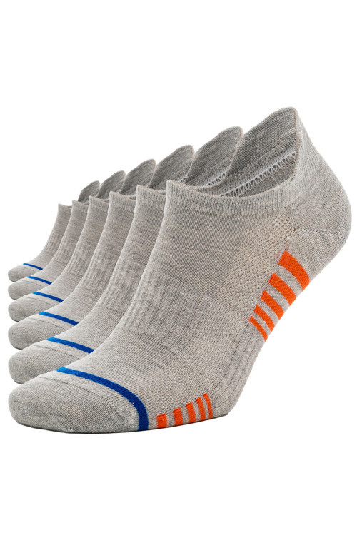 6 Çift Çizgili Sneaker Gri Kadın Erkek Pamuklu Spor Çorap