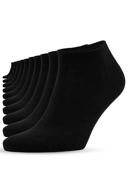 10 Çift Uniseks Sneaker Kadın Erkek Çorap - Siyah