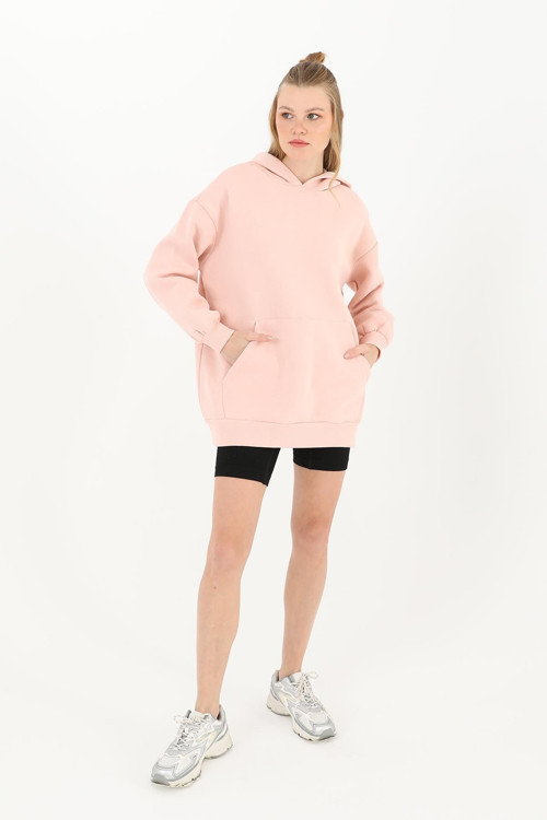Kadın Kapşonlu Basic Sweat - 24W-32109SWT - POWDER