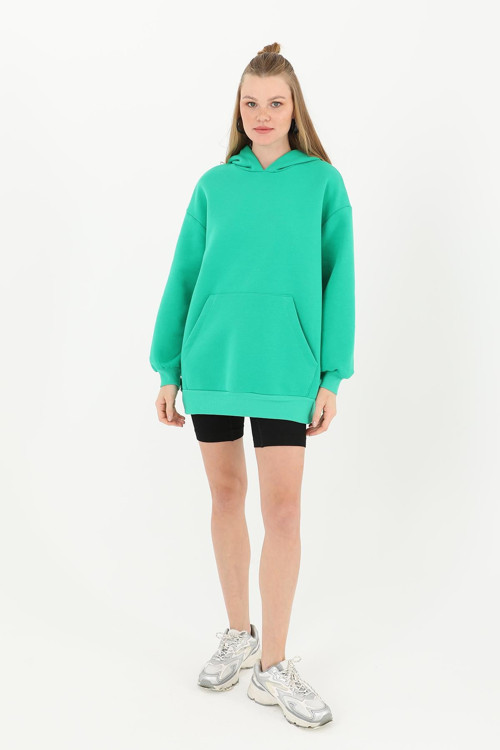 Kadın Kapşonlu Basic Sweat - 24W-32109SWT - GREEN