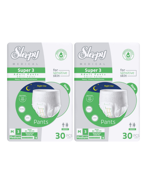Süper3 Emici Külot M Beden 2 Paket 60 Adet