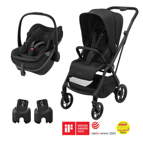 Leona2-Pebble Slide Pro Tek Elle Katlanabilen Çift Yönlü Seyahat Sistem Bebek Arabası Black