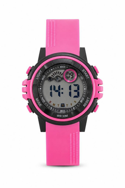 Kız Çocuk Pembe Dijital Kronometreli Silikon Kordon Spor Kol Saati ST-304435