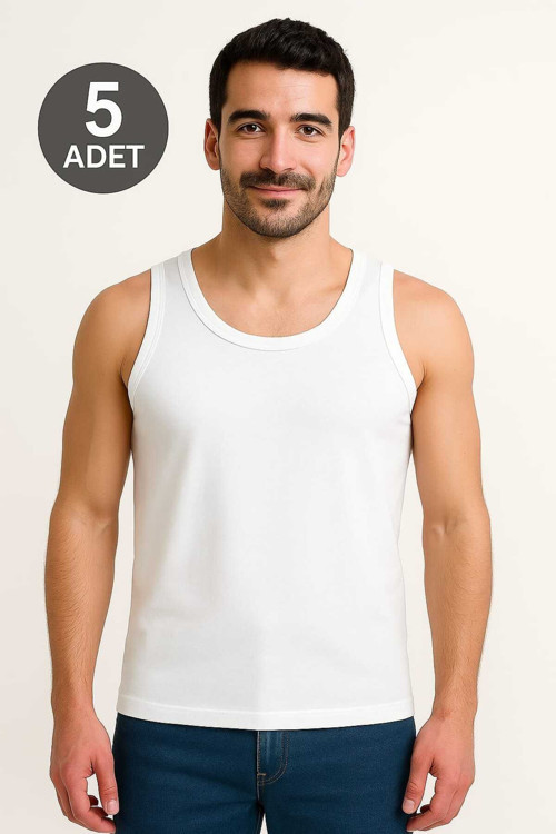 Beyaz Askılı Erkek Atlet Avantajlı Paket 5 Adet %100 Pamuk