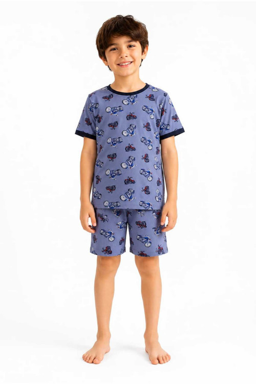 Erkek Çocuk Pamuklu Şortlu Pijama Takımı 3-12 Yaş