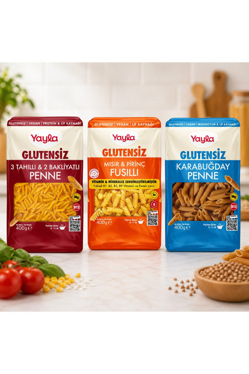 Glutensiz Vegan Diyet Makarna 3x400 Gr 3 lü Karma Paket