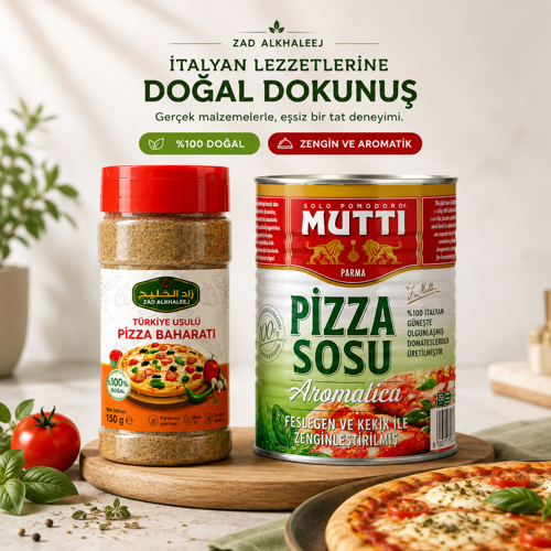 Aromatica Pizza Sosu 400 g + Zad Alkhaleej Türk Usulü Pizza Baharatı 150 g – 2’li Pizza Hazırlama Seti