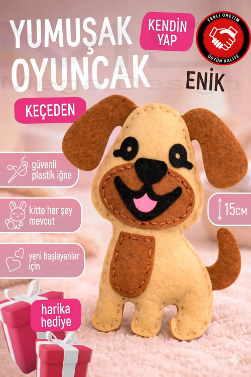 Kendin Yap Köpek Figürlü Keçe Dikiş Seti - Eğitici Çocuk El İşi Aktivite Kiti