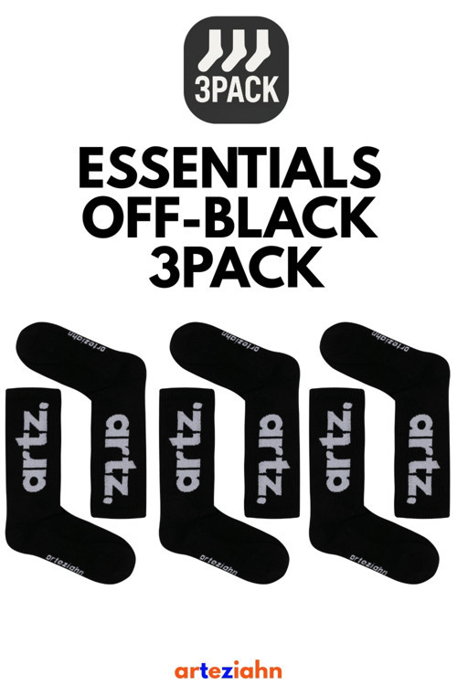 Essentials Off-Black - Siyah 3'Lü Unisex Spor & Lifestyle Havlu Taban Çorap Paketi