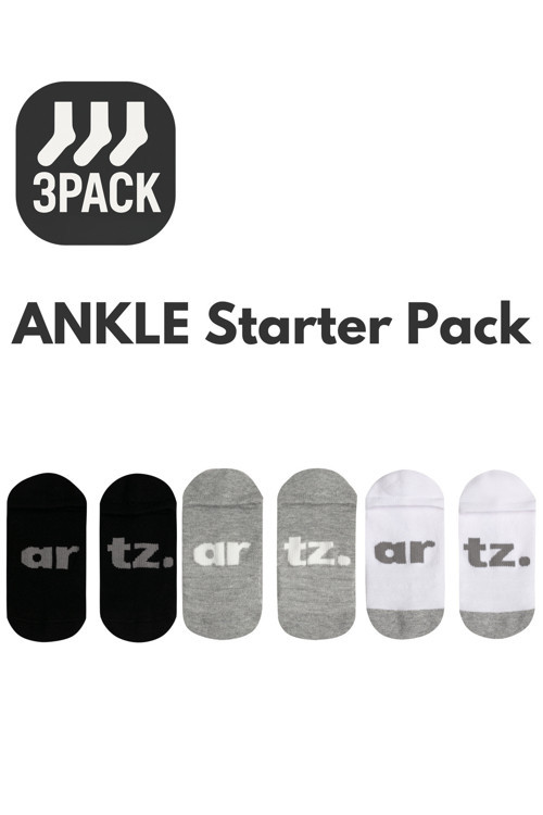 Ankle 1/5 3Pack Siyah Gri Beyaz Unisex Kısa Spor & Lifestyle Havlu Taban 3'Lü Çorap Seti