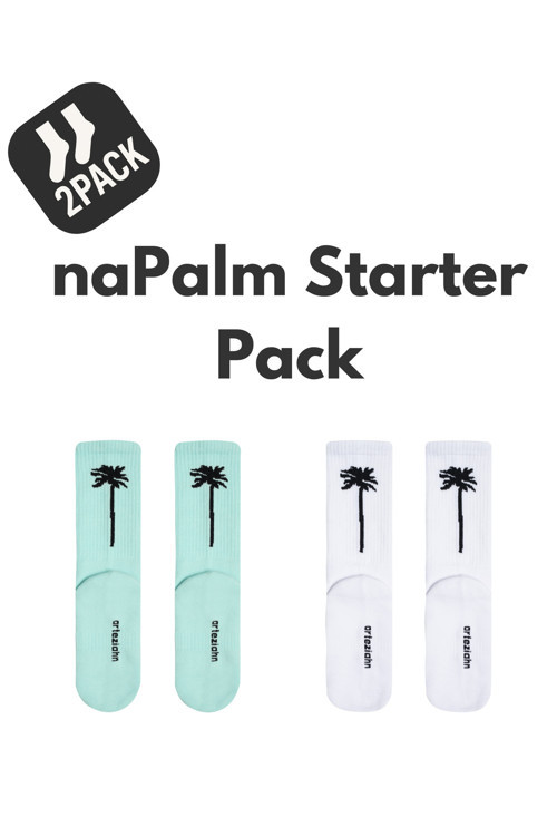 Napalm 2Pack Blue Mavi Off-White Beyaz Unisex Spor & Lifestyle Havlu Taban Çorap (2 Adet)