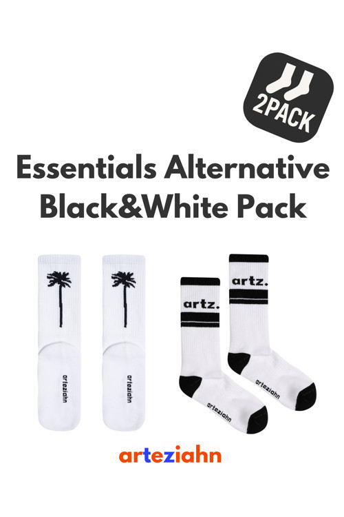 Black & White Alternative Pack Retro / Napalm Unisex Lifestyle & Spor Havlu Taban 2'Li Çorap