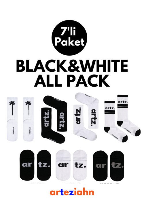 Black&White Classics All Pack Lifestyle Unisex Siyah-Beyaz 7'Li Spor Çorap Seti