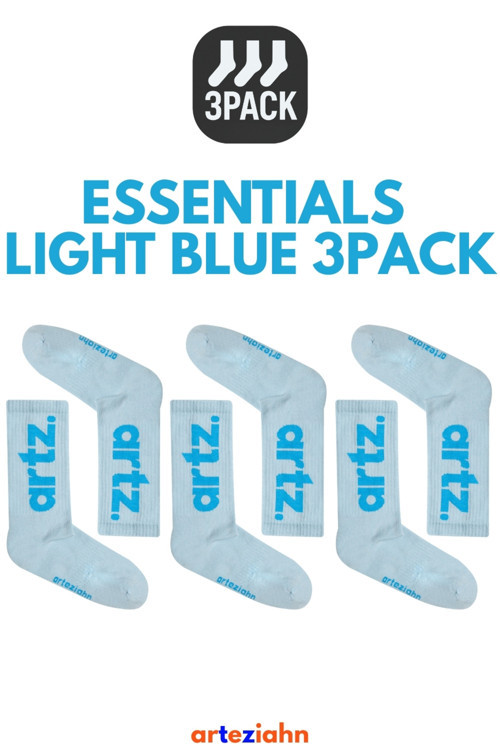 Essentials Light Blue - Mavi Unisex Spor & Lifestyle Havlu Taban 3'Lü Çorap Seti