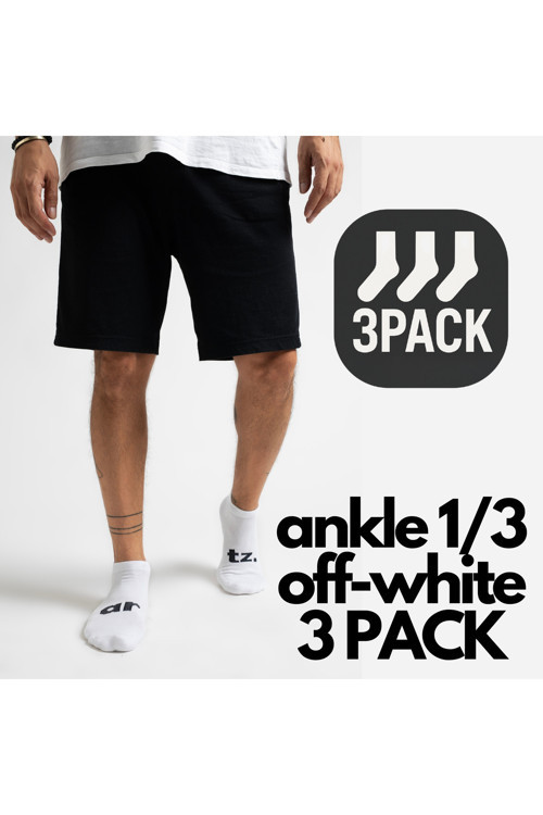Ankle 1/3 Off-White Unisex Kısa Spor & Lifestyle Havlu Taban 3'Lü Çorap Seti