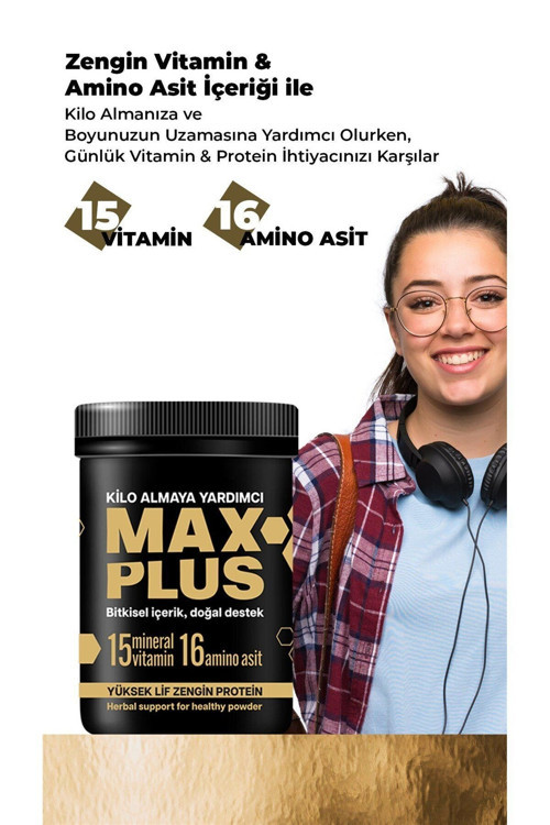 MAX PLUS KİLO ALMAYA YARDIMCI BİTKİSEL GIDA TAKVİYESİ 550 GR