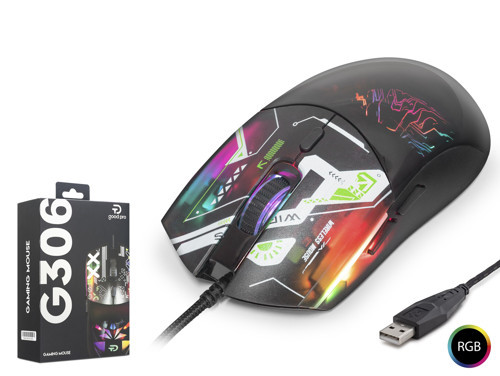 GOOD PRO G306B RGB Gaming Mouse 7200 DPI Geometrik Desenli Siyah