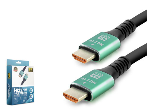 HDX2045 HDMI 2.1 Kablo 8K 60 Hz OD 8.0 mm 3 m Siyah Yeşil