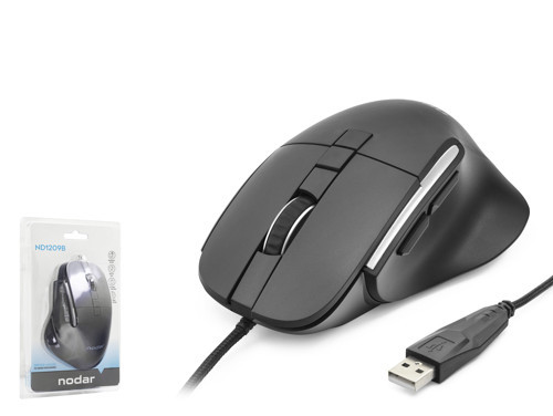 ND1209B USB Ergonomik Ofis Mouse 3600 DPI 7 Tuş Siyah
