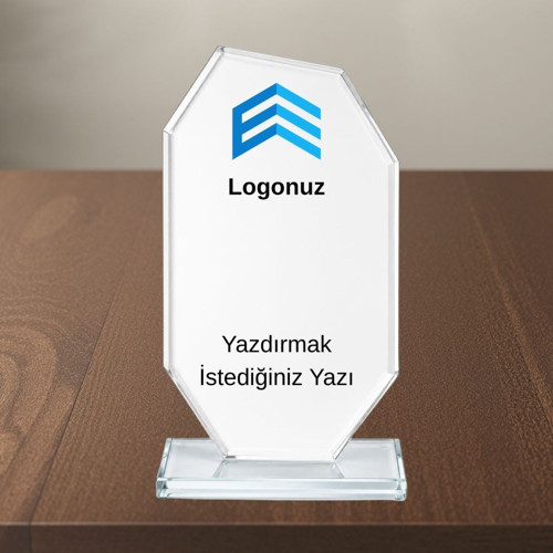 Kendin Tasarla Kişiye Özel Kristal Cam Plaket - Logolu ve Yazılı Kişiselleştirilebilir Masaüstü Ödül