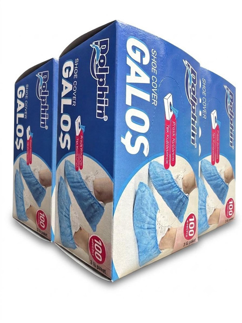 Tek Kullanımlık Kalın Pratik Kutulu Galoş - Mavi - 100 Adetlik 3 Paket