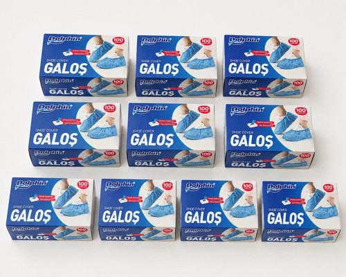 Tek Kullanımlık Kalın Pratik Kutulu Galoş - Mavi - 100 Adetlik 24 Paket - Koli
