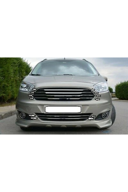 Ford Courier Uyumlu 2014-2017 Krom Ön Panjur 6 Parça Paslanmaz Çelik