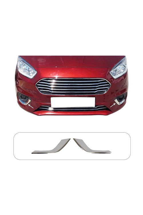 Ford Courier Uyumlu 2018-2023 Krom Sis Farı Çerçevesi 2 Parça Paslanmaz Çelik