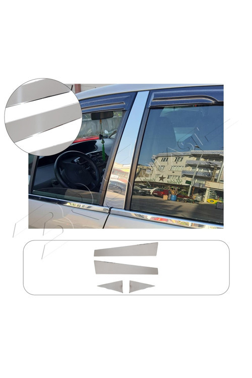 Renault Scenic 2 Uyumlu Krom Kapı Direği 4 Parça Paslanmaz Çelik