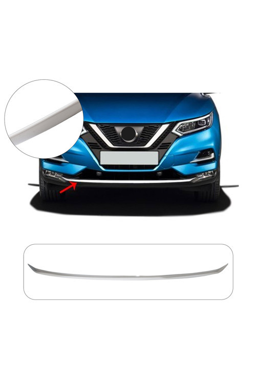 Nissan Qashqai Uyumlu 2017-2021 Krom Ön Tampon Çıtası Paslanmaz Çelik
