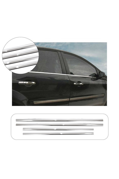 Ford Focus 2 Uyumlu 2005-2011 Krom Cam Çıtası 4 Parça Paslanmaz Çelik
