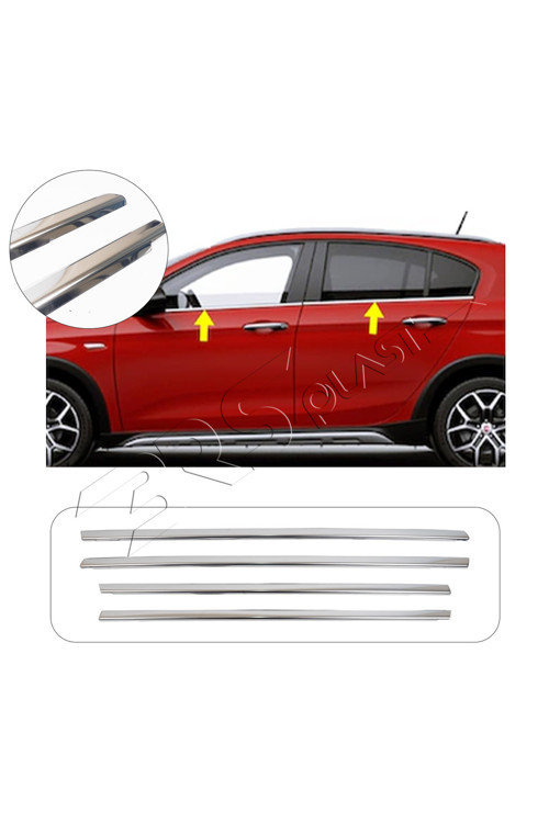Fiat Egea Uyumlu 2015 Ve Üzeri Krom Cam Çıtası 4 Parça Paslanmaz Çelik