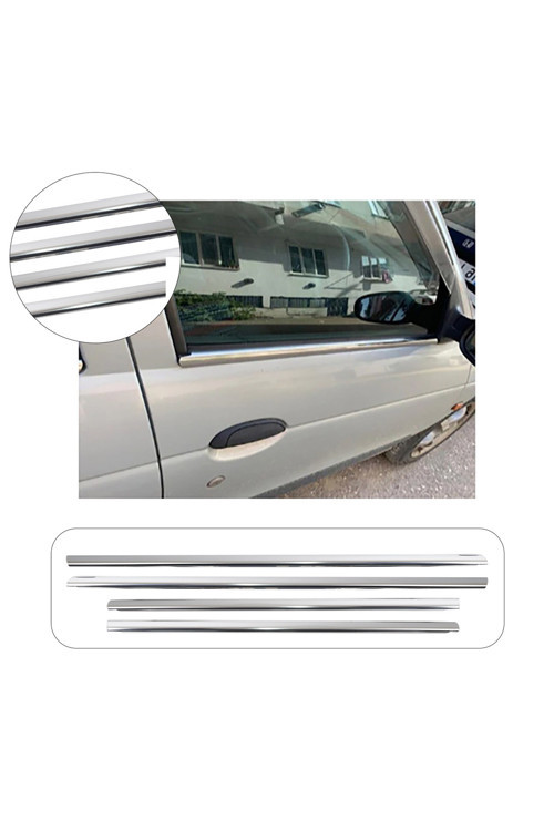 Renault Megane 1 Uyumlu 1996-2004 Krom Cam Çıtası 4 Parça Paslanmaz Çelik