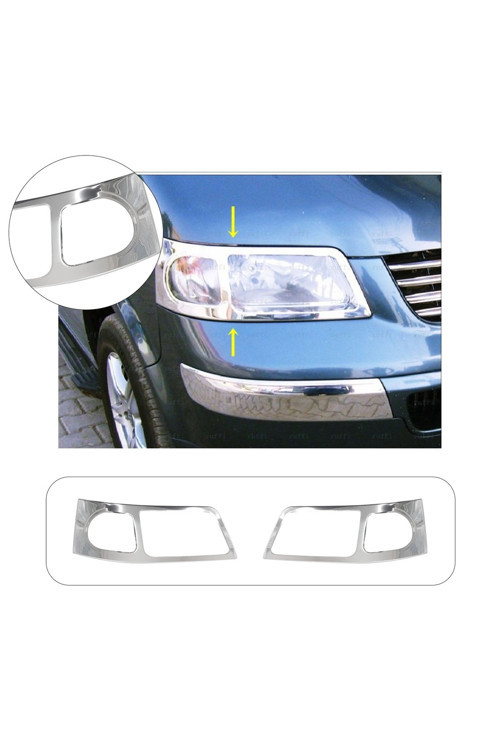 Volkswagen Transporter T5 Uyumlu 2003-2015 Krom Far Çerçevesi 2 Parça Paslanmaz Çelik