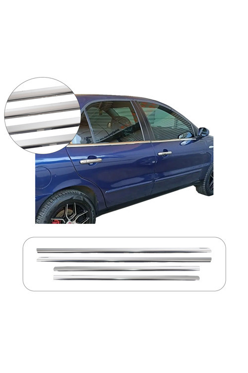 Fiat Marea Sedan Uyumlu 2008 Ve Üzeri Krom Cam Çıtası 4 Parça Paslanmaz Çelik