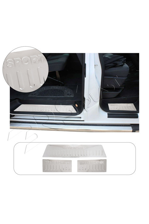 Volkswagen Transporter T5 Uyumlu 2003-2015 Krom İç Kapı Eşiği 3 Parça Paslanmaz Çelik